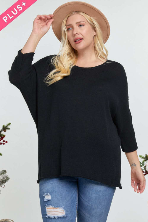 Briar round neck 3/4 sleeve sweater top in 100% cotton – alternate color
