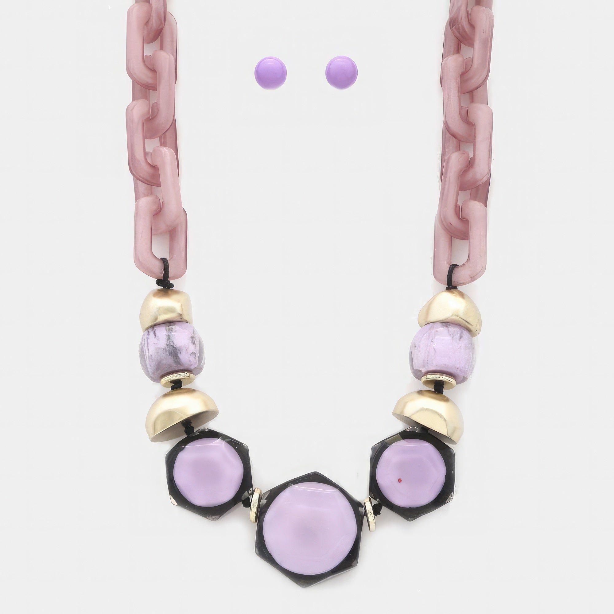 Mint link necklace — Hexagon Shape Link Oval Link Necklace