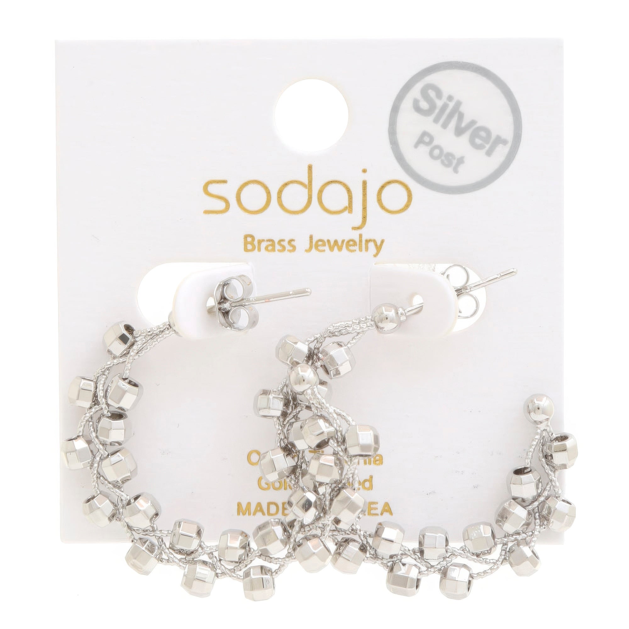 Gold earring — Sodajo Beaded Open Hoop Gold Dipped Earring