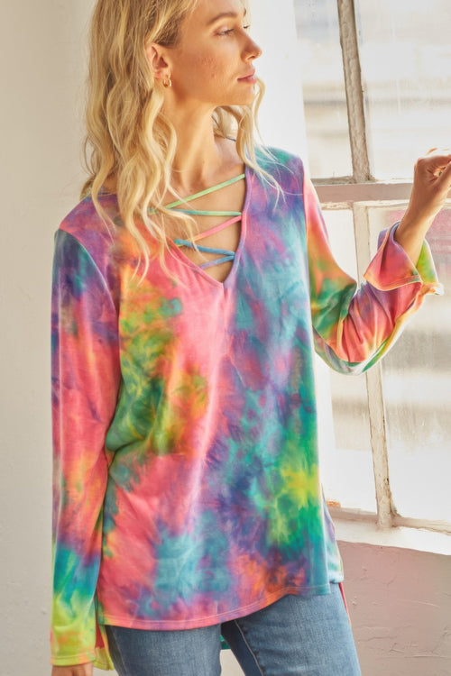 Coco Tie-dye Cage Hi-low Top