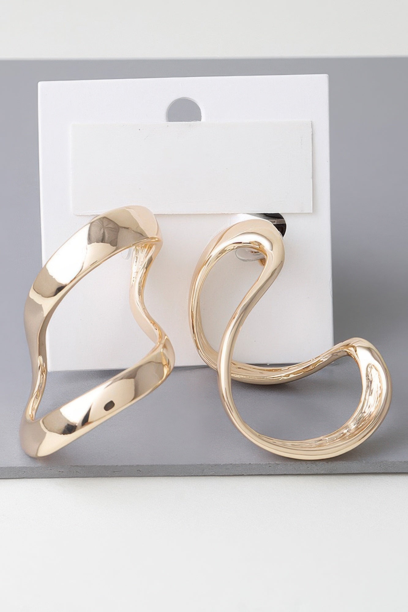 Silver earrings — Abstract Shiny Bend Earrings