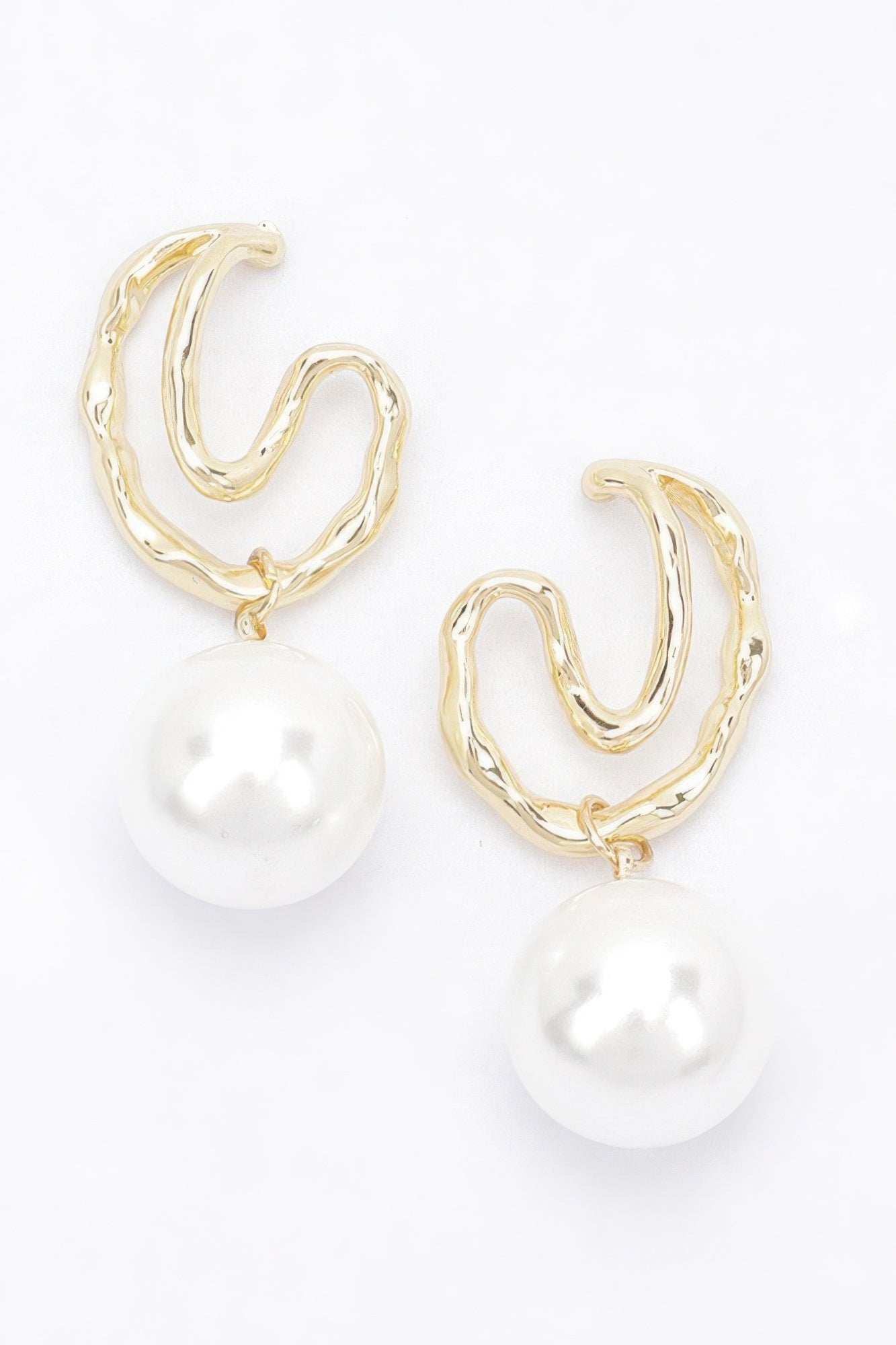 Silver earring — Faux Pearl Metal Earring