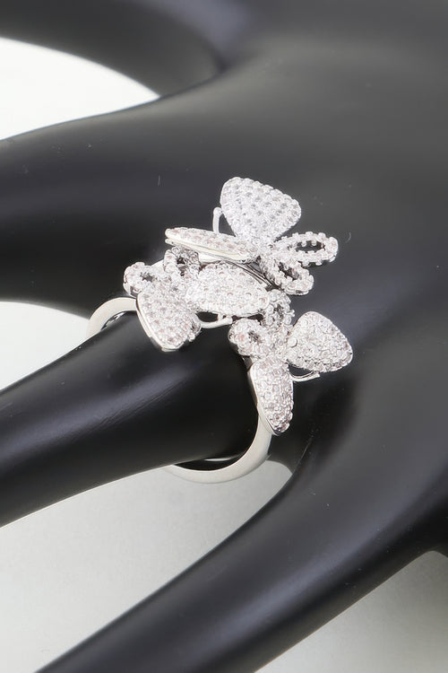 Silver clear ring — Bejeweled Butterfly Wrap Ring