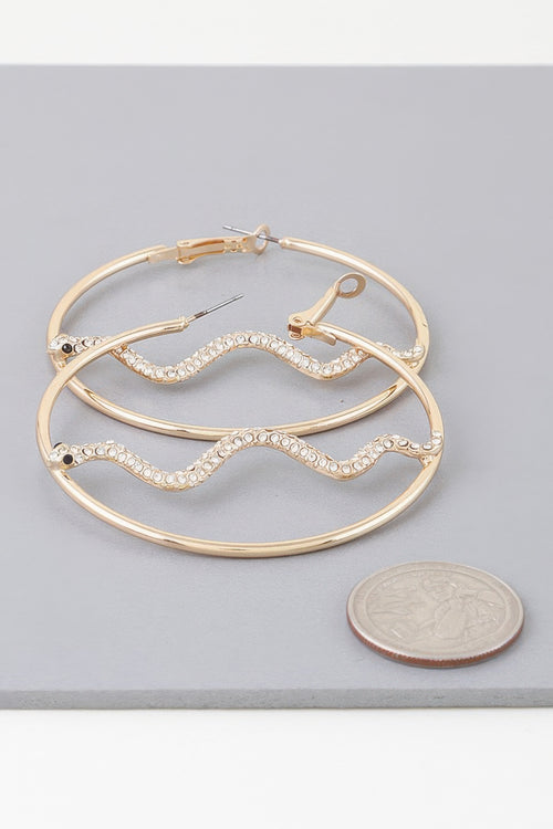 Gold snake hoop earrings — Bejeweled Snake Hoop Earrings