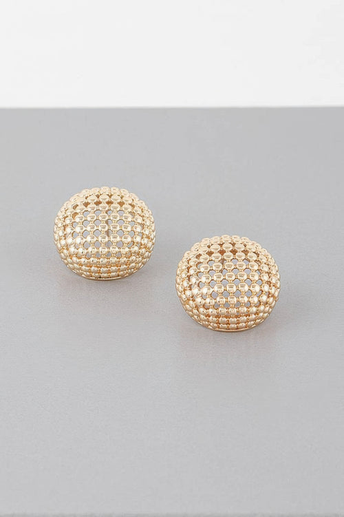Gold earrings — Beaded Dome Stud Earrings
