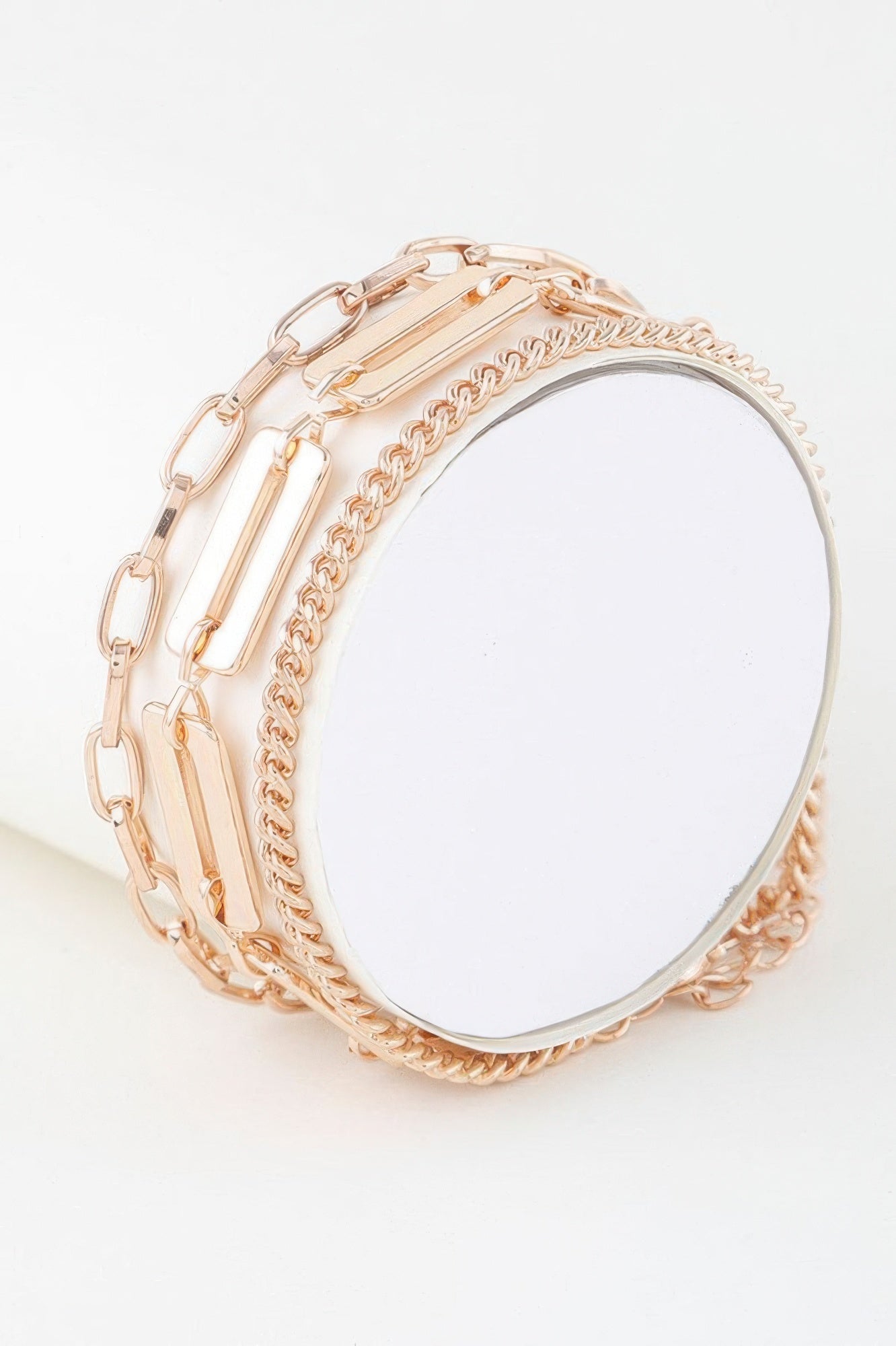 Gold chain bracelet — Triple Plate Curb Link Chain Bracelet