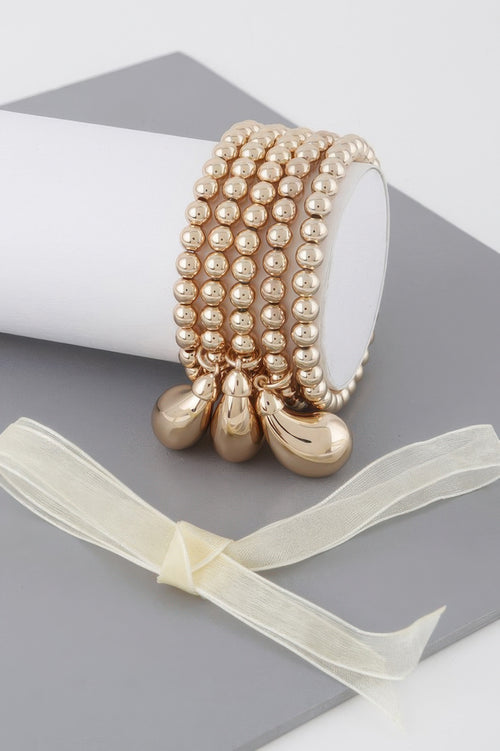 Gold bracelet — Beaded Triple Teardrop Bracelet