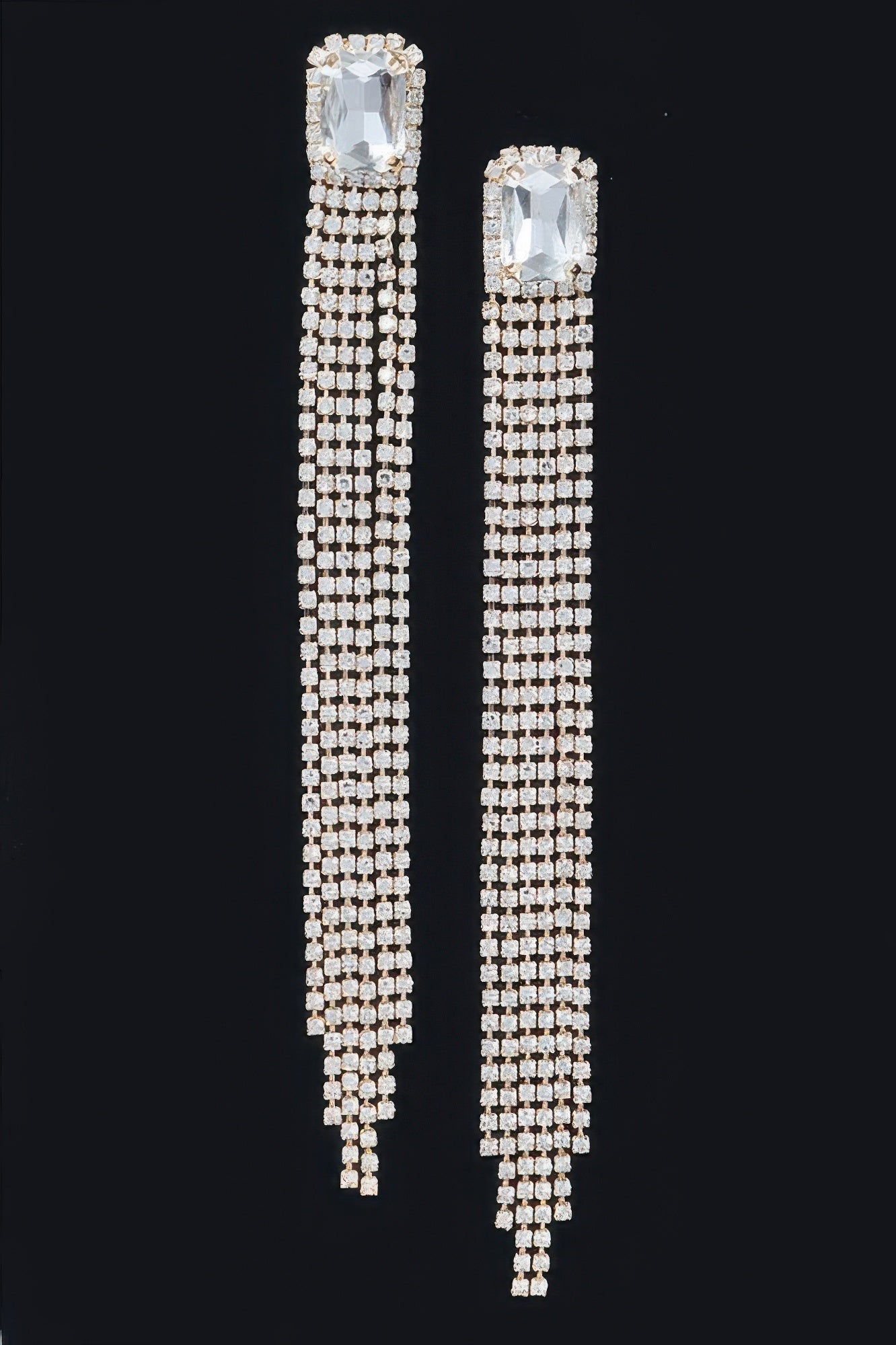 Black earring — Rhinestone Fringe Earring
