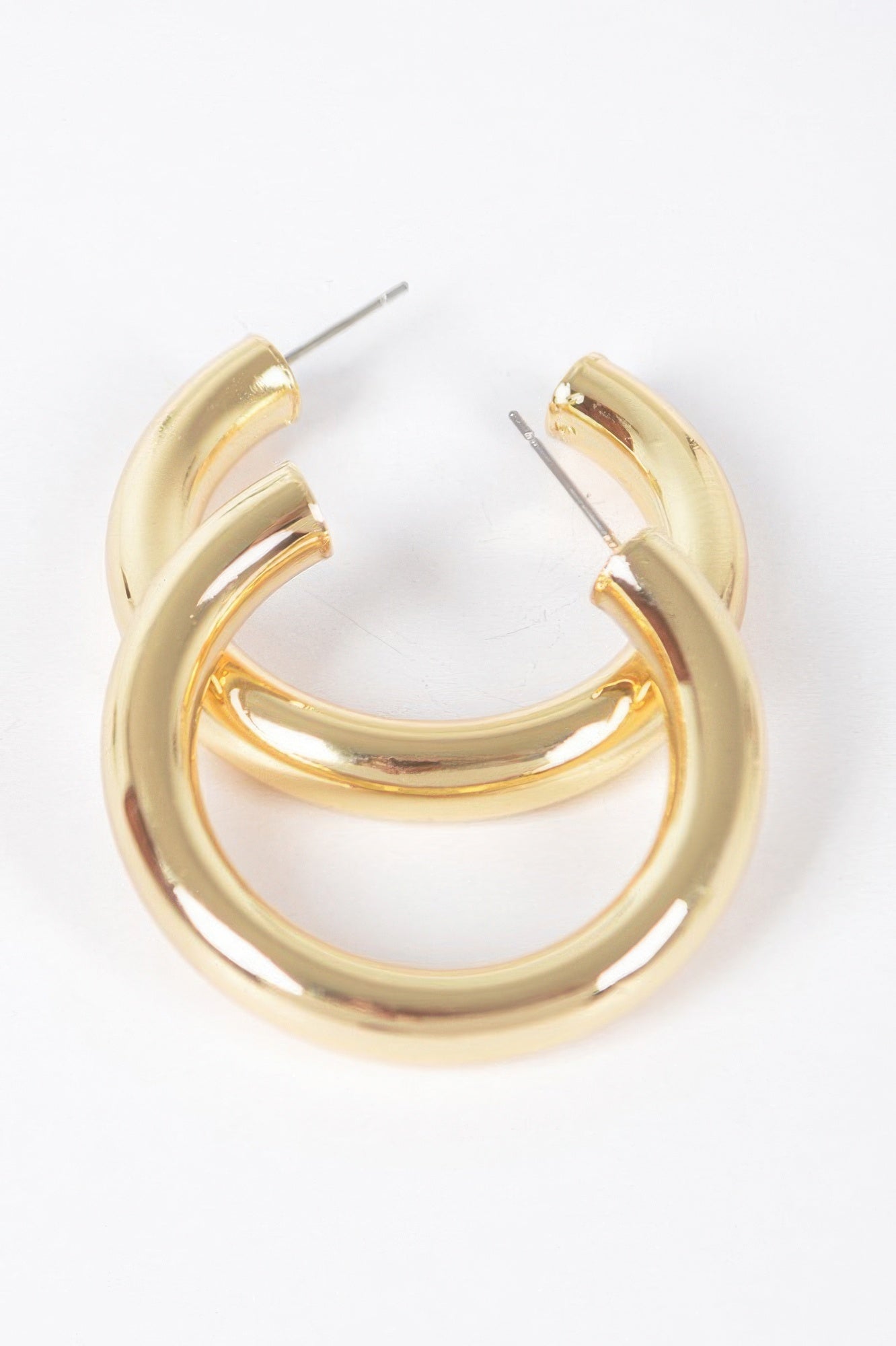 Silver 4cm metal pipe hoop earring — 4cm Metal Pipe Hoop Earring