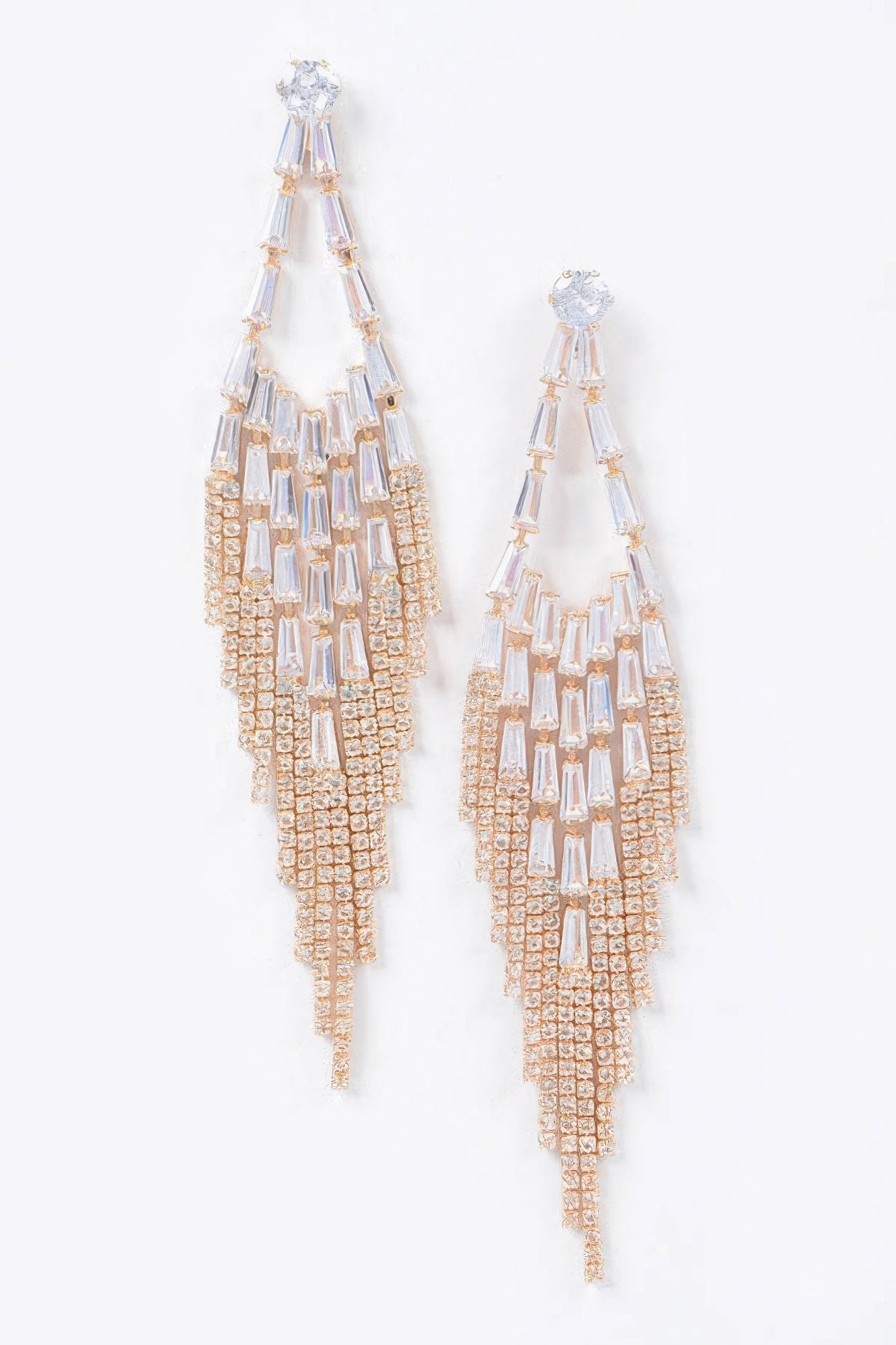 Clear Silver fringe earring — Cubic and Stone Fringe Earring