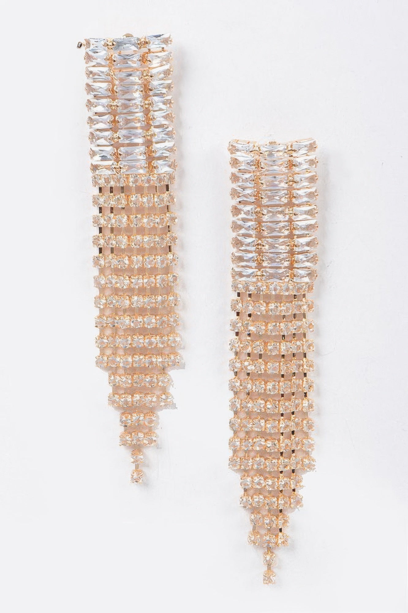 Clear Silver earring — Cubic and Stone Fringe Earring