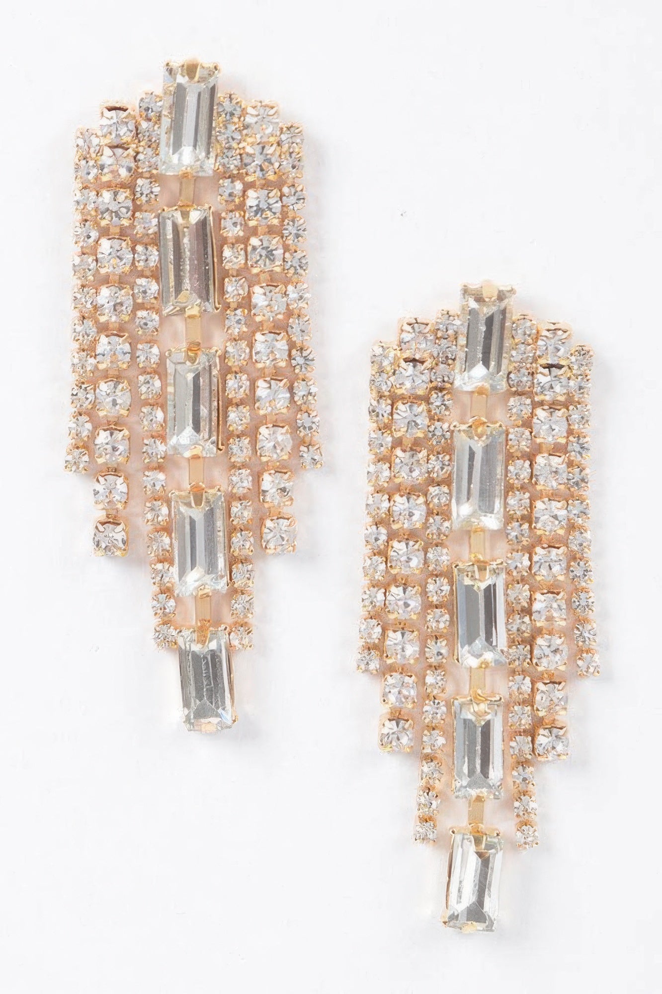 Clear Silver earring — Multi Shape Rhinestone Earring