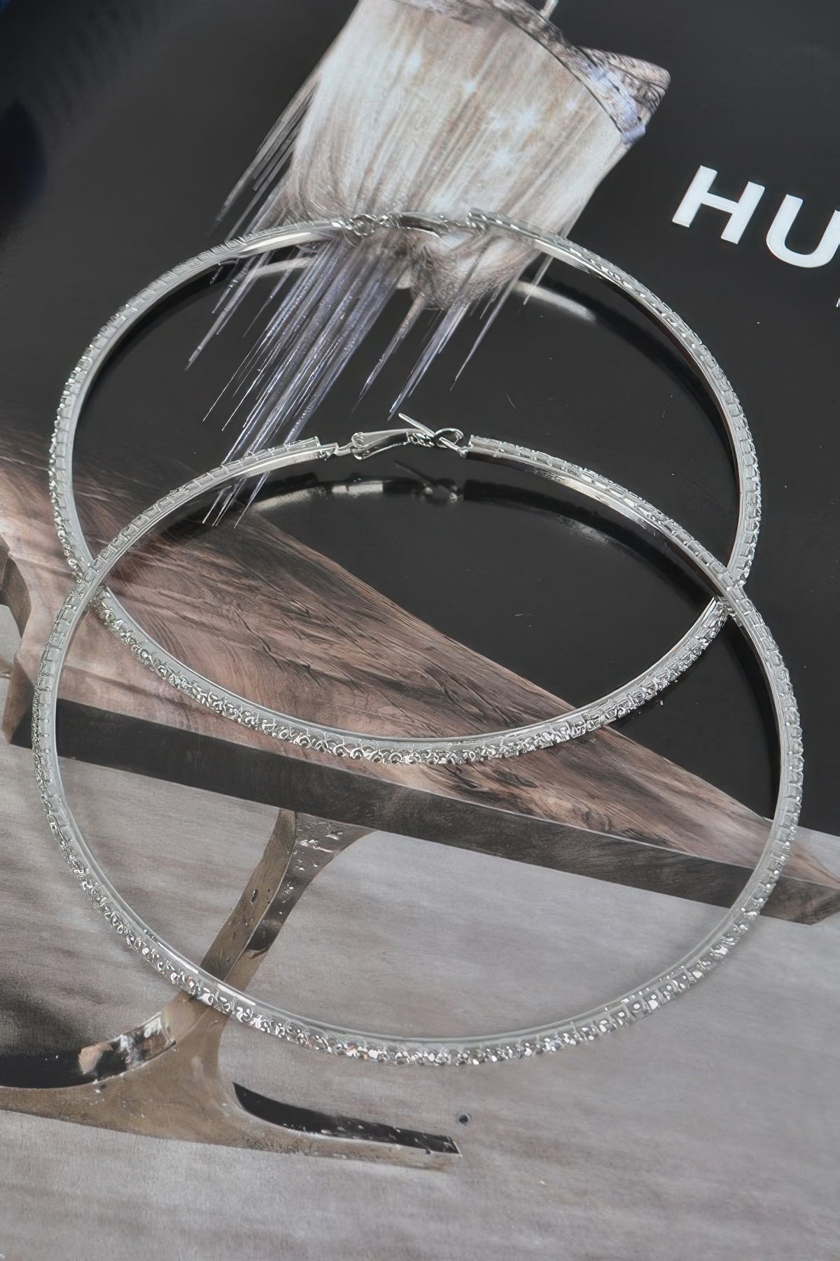 Gold earrings — 10cm Double Rhinestone Hoop Earrings