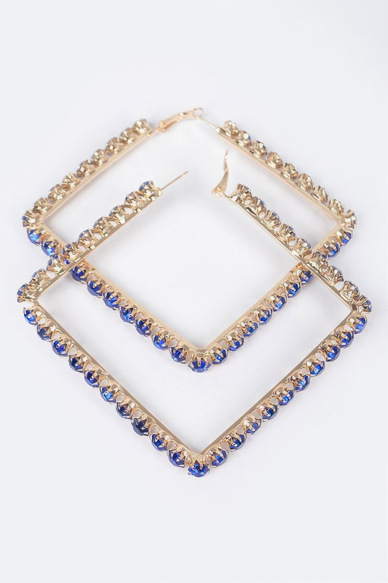 Fuschia rhinestone square hoop earrings — Rhinestone Square Hoop Earrings