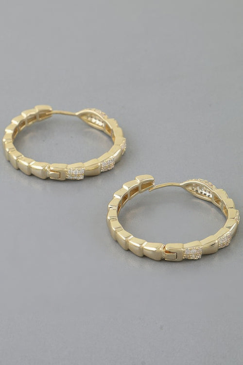 Gold earrings — Bejeweled Snake Scale Hoop Earrings