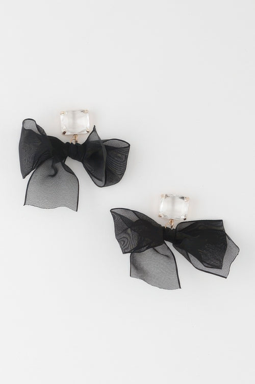 Black dangle earrings — Black Bownot Dangle Earrings