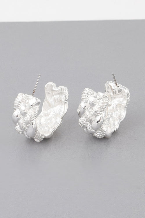 Silver braided twist hoop earrings — Braided Twist Hoop Earrings