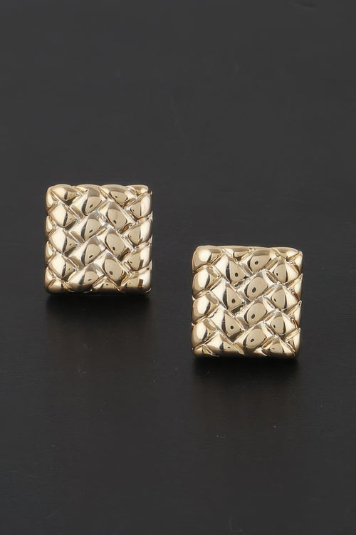 Gold braided square stud earrings — Braided Square Stud Earrings