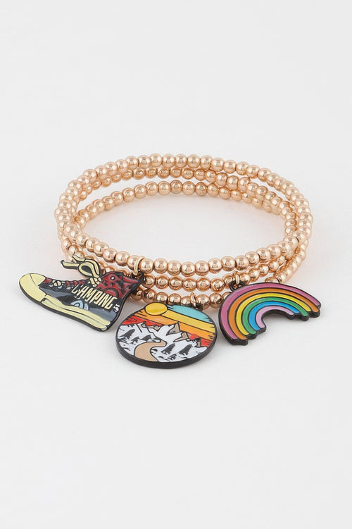 Multicolor beaded bracelet — Beaded Travel Charm Bracelet