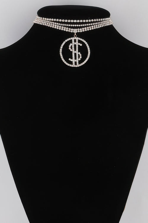 Gold clear necklace — Big Money Choker Necklace