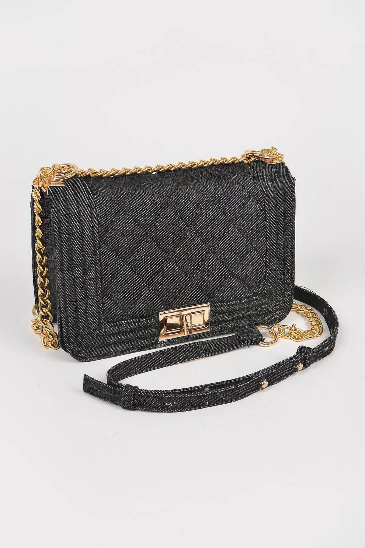 Medium Blue crossbody bag — Quilted Denim Crossbody Bag