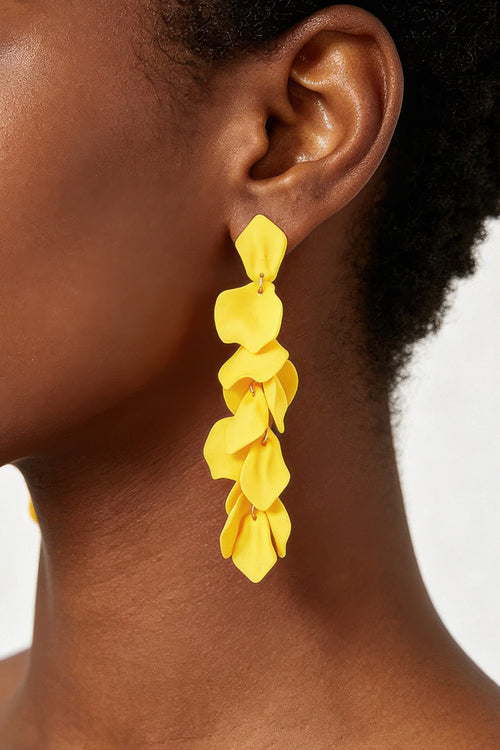White bright petal blossom drop earrings — Bright Petal Blossom Drop Earrings