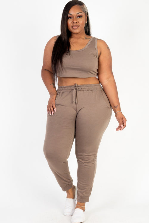 Briar French Terry Cropped Tank Top & Joggers Set