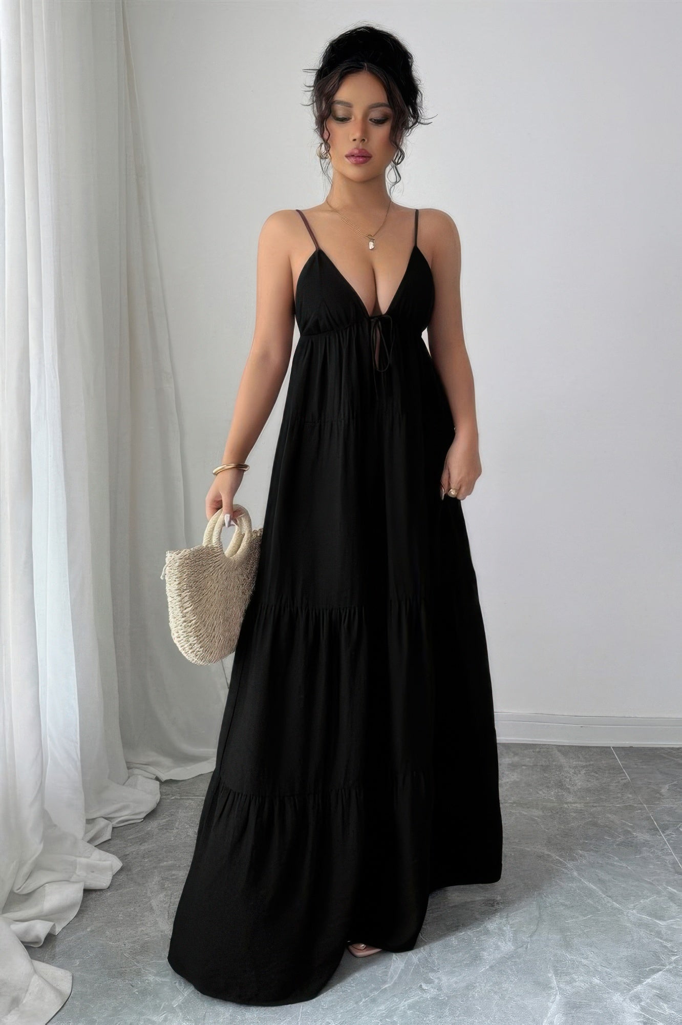 Brown maxi dress — Sleeveless Elegant Suspender Aline Maxi Dress